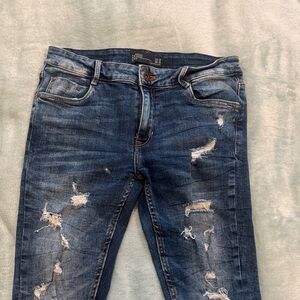 Zara Dark Blue Distressed Skinny Jeans